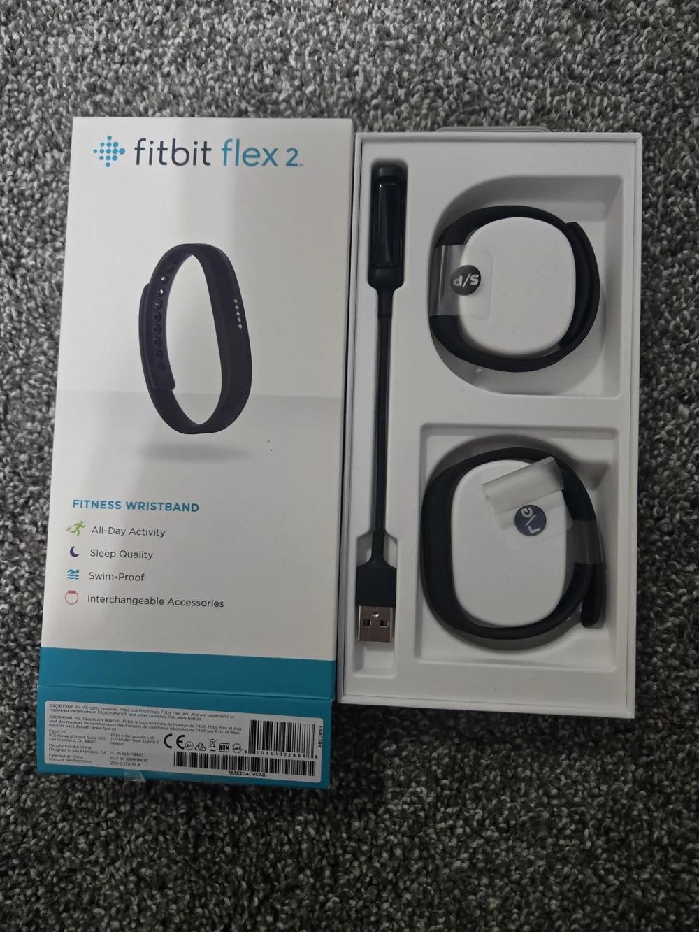 fitbit Flex 2 Black Wristbands with Charger - No Device/Tracker